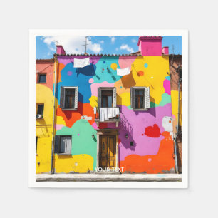 Servilleta De Papel Fantasía Aburrido Edificio Antiguo Colorido