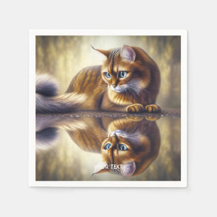Servilleta De Papel Fantasía Agua Reflexión Gata Cuta