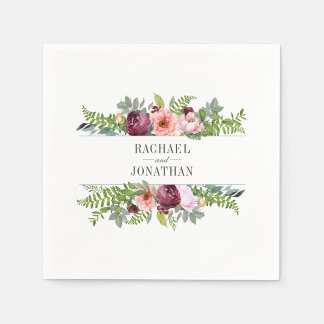 Servilleta De Papel Fantasía Boda Floral (Anverso)