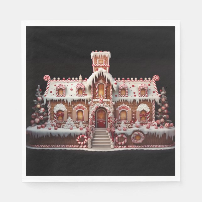 Servilleta De Papel Fantasía Casa de Gingerbread con Canales 2 (Anverso)