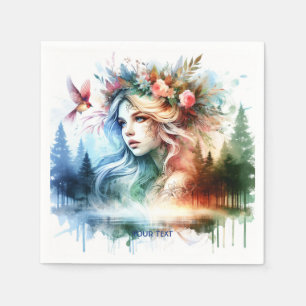 Servilleta De Papel Fantasía Chica dulce flor pájaro