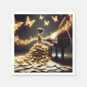 Servilleta De Papel Fantasía Chica lindo jugando al piano