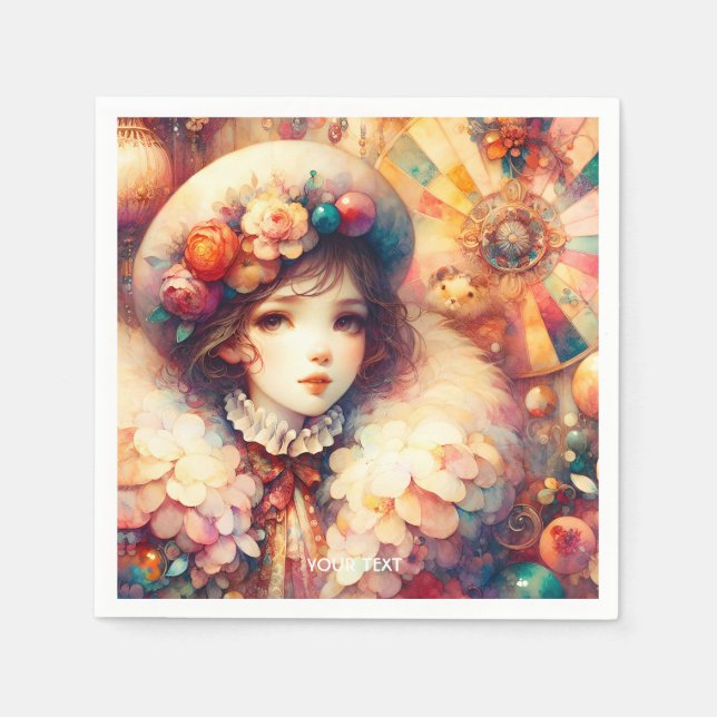 Servilleta De Papel Fantasía Chica lindo Pastel rosa (Anverso)