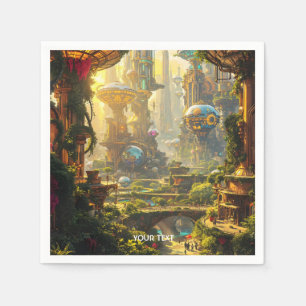 Servilleta De Papel Fantasía Cuidada Ciudad del Futuro Verde