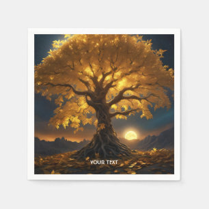 Servilleta De Papel Fantasía Cuta Lema De Árbol Amarillo