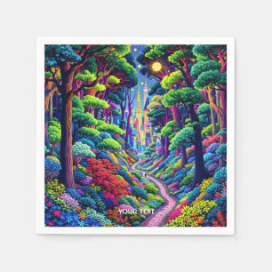 Servilleta De Papel Fantasía Cute Bosque Y Ciudad