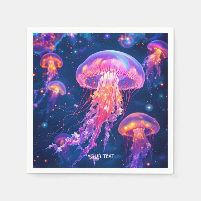 Servilleta De Papel Fantasía Cute Drifing Mar Jellyfish (Anverso)