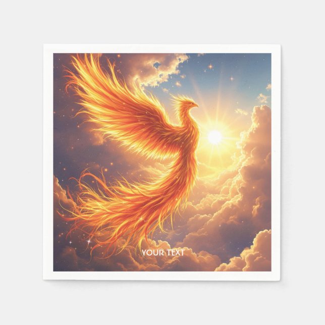 Servilleta De Papel Fantasía Cute Flaming Phoenix Rises (Anverso)