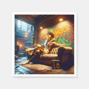 Servilleta De Papel Fantasía Cute La Música Egipcia De Dios.