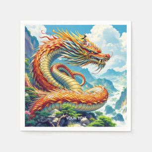 Servilleta De Papel Fantasía Cute Naranja Dragon