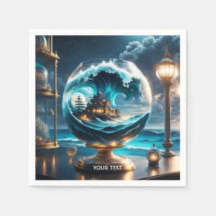 Servilleta De Papel Fantasía Cute Océano En Vidrio