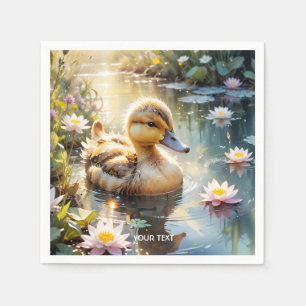 Servilleta De Papel Fantasía Cute Playful Duckling Flores