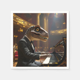 Servilleta De Papel Fantasía Cute T-rex Jugando Piano