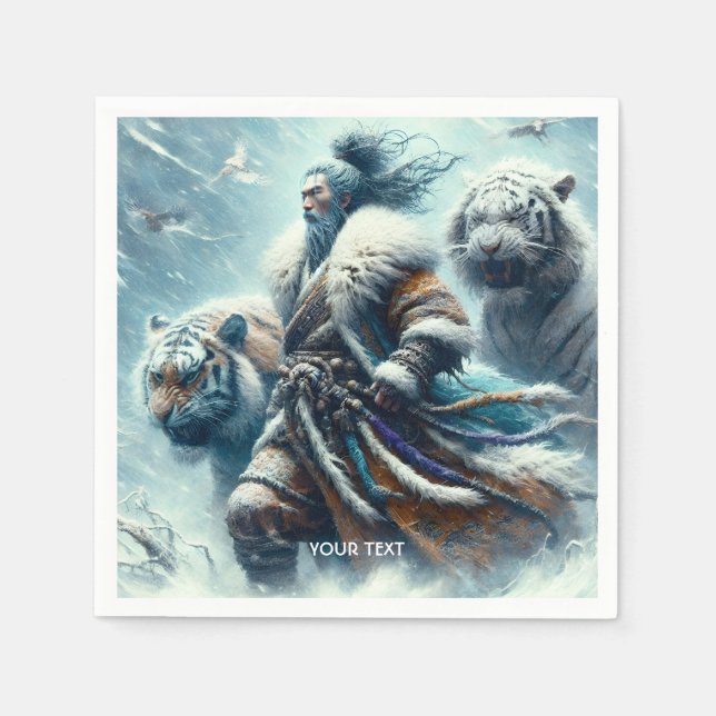 Servilleta De Papel Fantasía cute tigres de invierno de Samurai (Anverso)