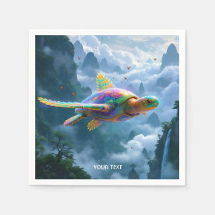 Servilleta De Papel Fantasía cute volando tortuga arcoiris