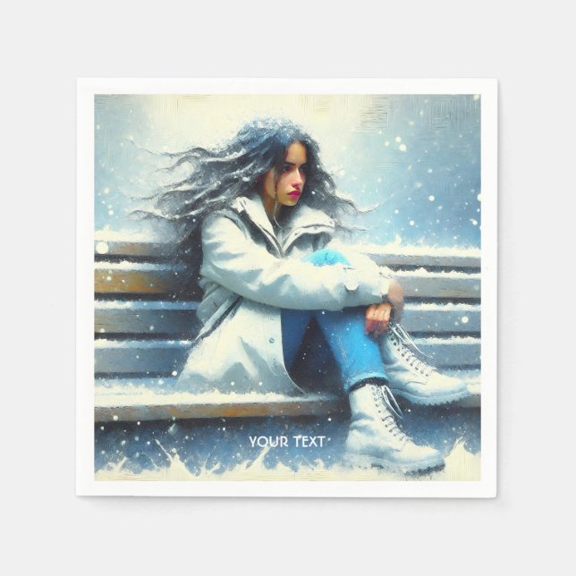 Servilleta De Papel Fantasía Cute White Coat Winter (Anverso)