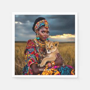 Servilleta De Papel Fantasía cutre mujer africana león