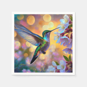 Servilleta De Papel Fantasía de flor de cerezo Colibrí