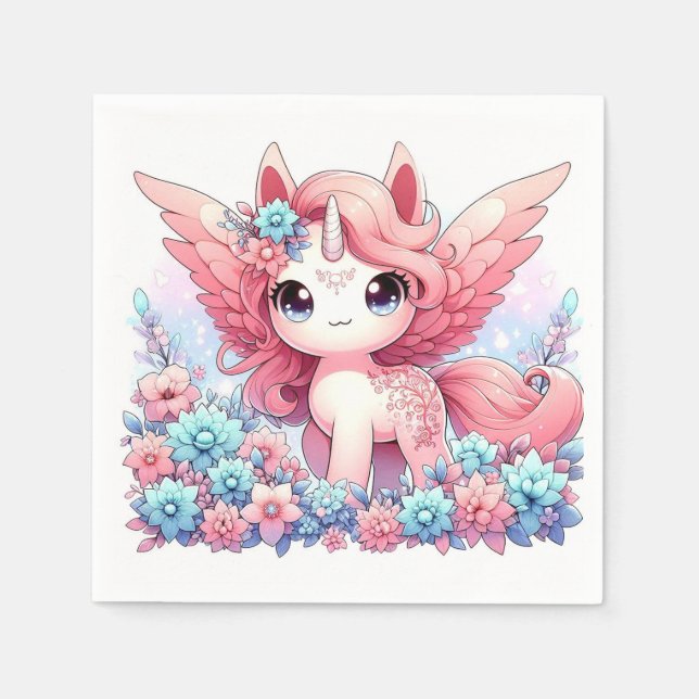 Servilleta De Papel Fantasía divertida Unicorn Baby Shower (Anverso)