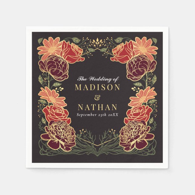 Servilleta De Papel Fantasía Encantada Boda de Jardín Floral (Anverso)