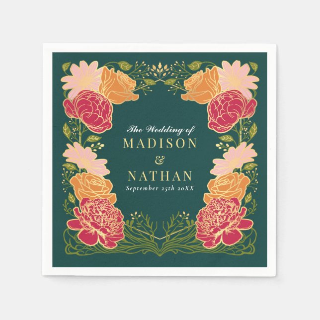 Servilleta De Papel Fantasía Encantada Boda de Jardín Floral (Anverso)