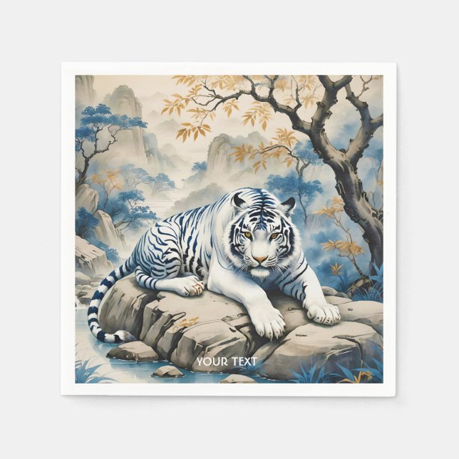 Servilleta De Papel Fantasía estilo chino tigre lindo (Anverso)
