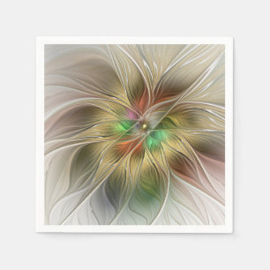 Servilleta De Papel Fantasía Floral Con Fractal Dorado Moderno
