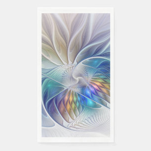 Servilleta De Papel Fantasía floral, flor fractal abstracta colorida