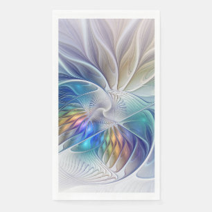 Servilleta De Papel Fantasía floral, flor fractal abstracta colorida