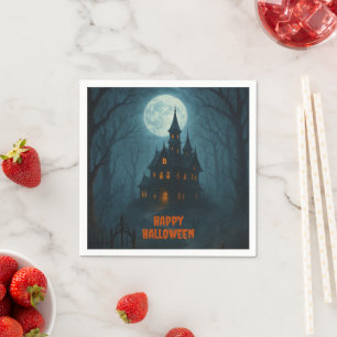 Servilleta De Papel Fantasía gótica   Castillo de Hauned y luz de luna