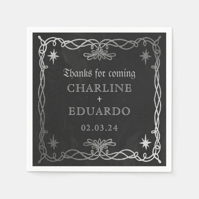 Servilleta De Papel Fantasía gótica celeste Ivy Boda (Anverso)