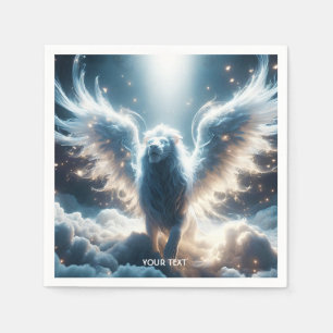 Servilleta De Papel Fantasía lindo cielo de león blanco