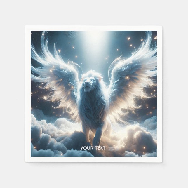 Servilleta De Papel Fantasía lindo cielo de león blanco (Anverso)