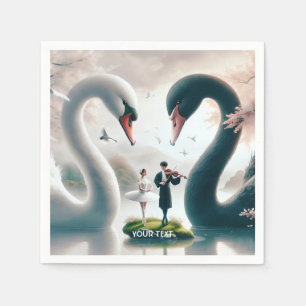 Servilleta De Papel Fantasía lindo cisnes blancos negros