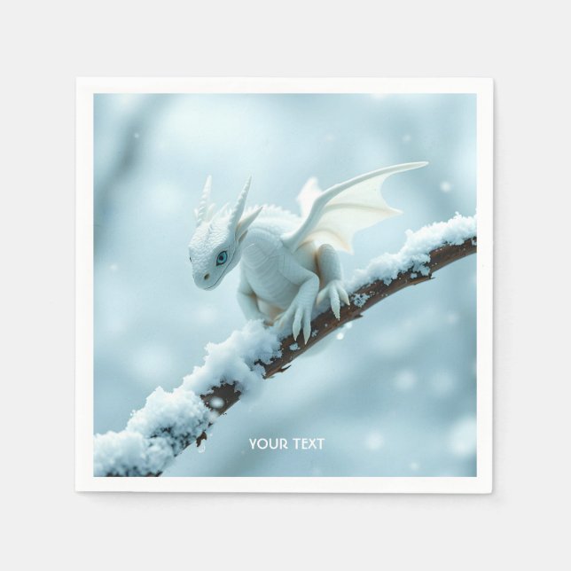 Servilleta De Papel Fantasía lindo Dragón de bebé blanco (Anverso)