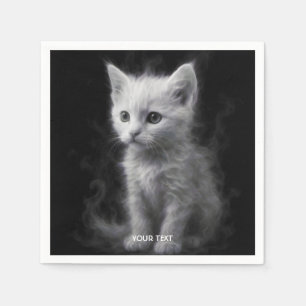 Servilleta De Papel Fantasía lindo Gatito de Humo Blanco