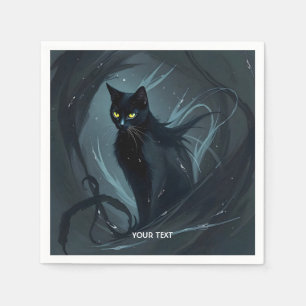 Servilleta De Papel Fantasía lindo gato noche negro