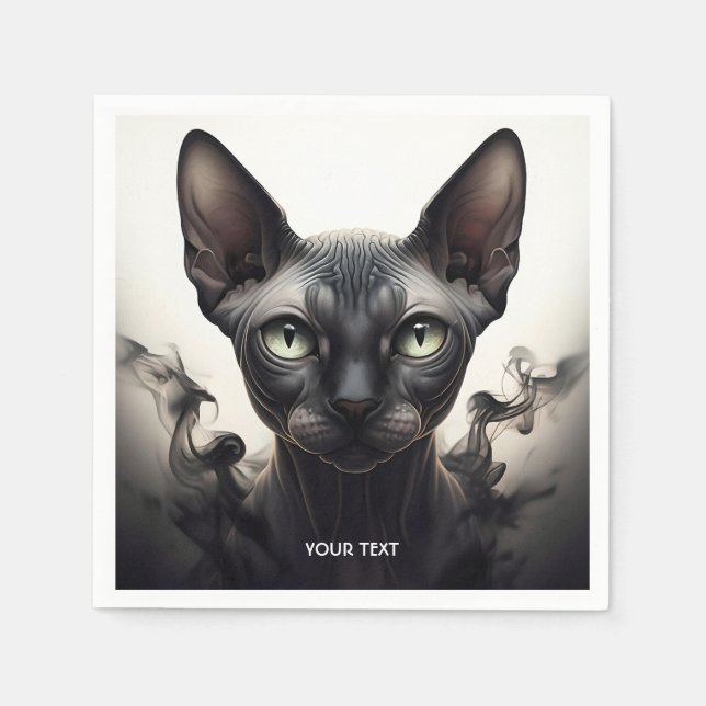 Servilleta De Papel Fantasía lindo Sfinx Gato negro (Anverso)