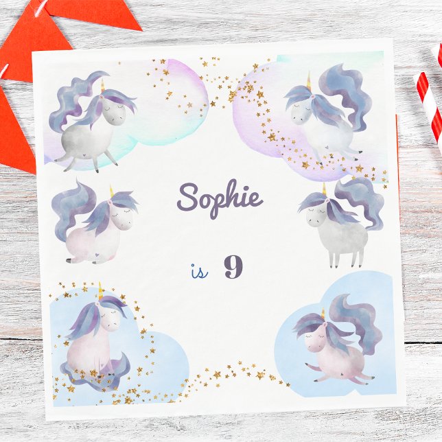 Servilleta De Papel Fantasía mágica unicornios cumpleaños niños (Subido por el creador)