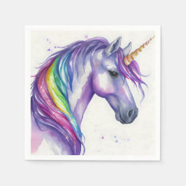 Servilleta De Papel Fantasía morada y arcoiris Unicornio