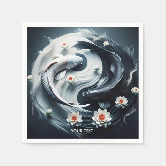 Servilleta De Papel Fantasía Pescado blanco negro (Anverso)