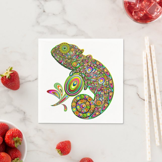 Servilleta De Papel Fantasía psicodélica de Chameleon (In situ)