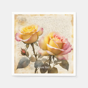 Servilleta De Papel Fantasía Rosas Cute Escritura Carta