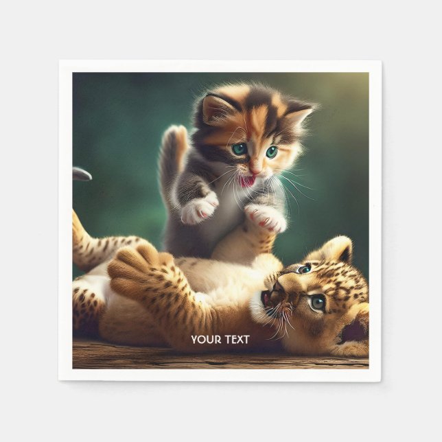 Servilleta De Papel Fantasía Tígre Cuerdo Gatito (Anverso)