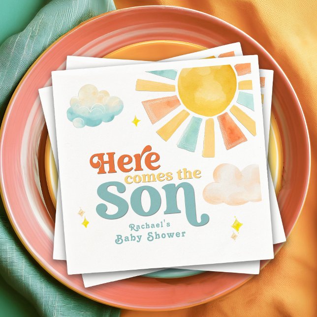 Servilleta De Papel Fantasioso Aquí Viene el Hijo Ducha de Bebé Solead (Subido por el creador)
