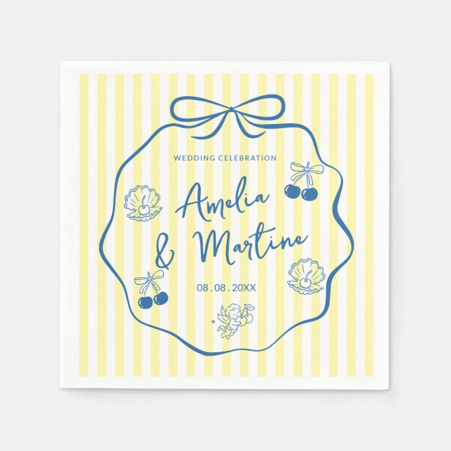 Servilleta De Papel fantasioso Arco de boda italiano garabateado amari (Anverso)