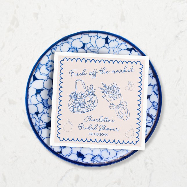 Servilleta De Papel Fantasioso Fuera del Mercado Dibujado a Mano Ducha (Whimsical Off The Market Hand Drawn Bridal Shower Napkins)