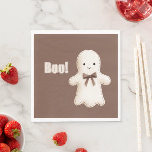 Servilleta De Papel Fantasma Boo Marrón Feliz Lindo Crema