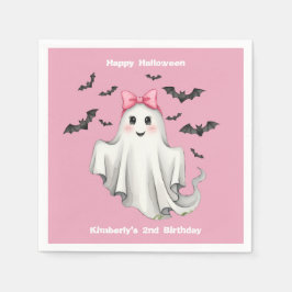Servilleta De Papel Fantasma Chica amigable rosa con murciélagos volan