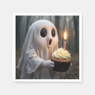 Servilleta De Papel Fantasma con un pastel de cumpleaños